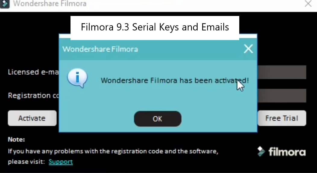 wondershare filmora registration key and email 2020