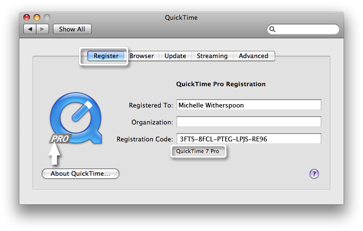quicktime pro for mac & pc