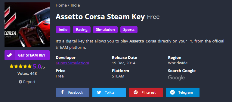 Assetto Corsa Steam KeyFree